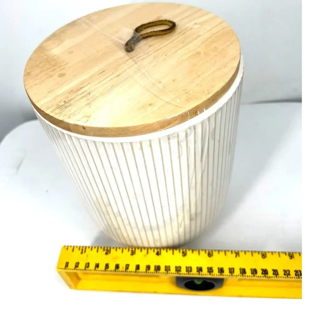 West Elm Textured Kitchen Canister Large Lidded Jar Pantry Storage Table Decor